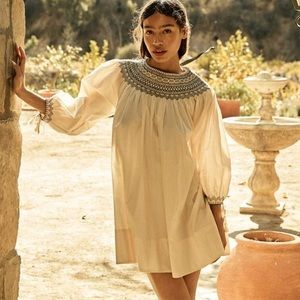 Doen Theda Organic Cotton Mini Dress Cream XS Magnolia White